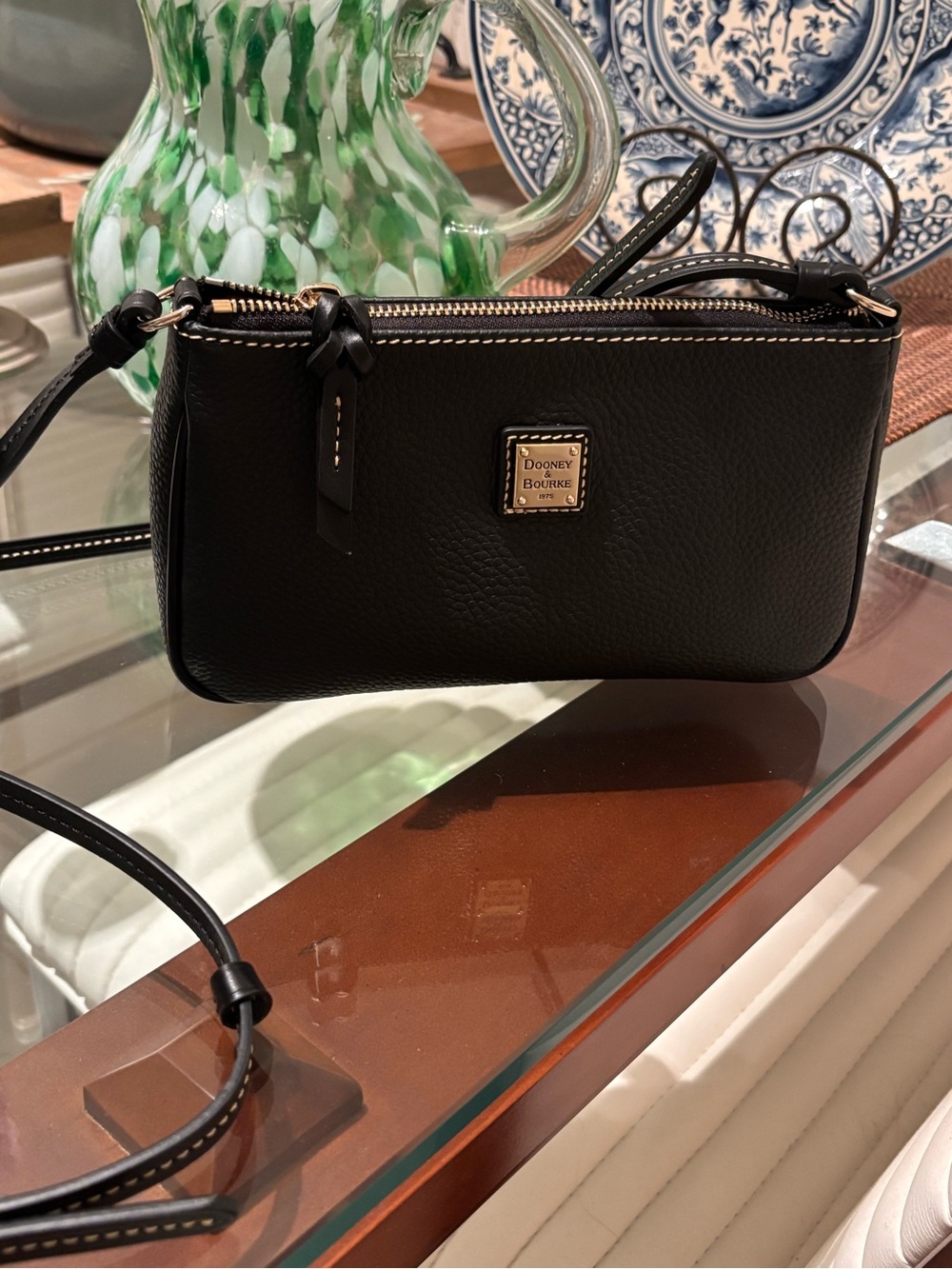 Dooney & Bourke Black Pebble Leather Pouchette Crossbody Bag (NWOT)